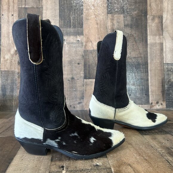 Code West By Dan Post Vintage Hair On Hide Cowboy Boots Mens 8.5 M - Picture 9 of 12